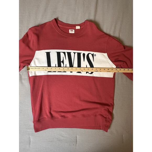 Levi’s Men Medium Red & White Logo Sweatshirt Crewneck Pullover Retro Style - Picture 9 of 9